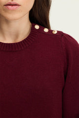 ELOISE RED PLEATEDSHOULDERS WOOL SWEATER