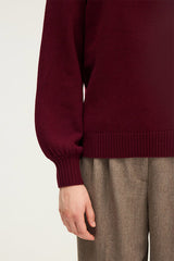 ELOISE RED PLEATEDSHOULDERS WOOL SWEATER