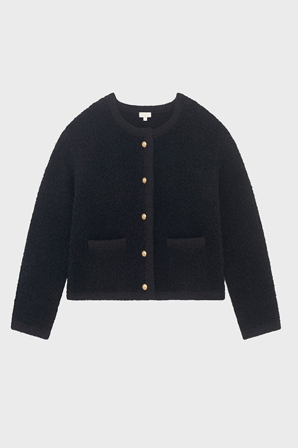 ELSIN GOLD-TONE BUTTONS CHUNKY CARDIGAN