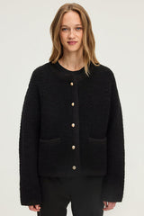 ELSIN GOLD-TONE BUTTONS CHUNKY CARDIGAN