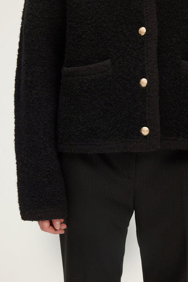 ELSIN GOLD-TONE BUTTONS CHUNKY CARDIGAN
