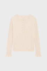 EDORA NATUREL GOLD TONE BUTTONS FINE RIBBED SWEATER