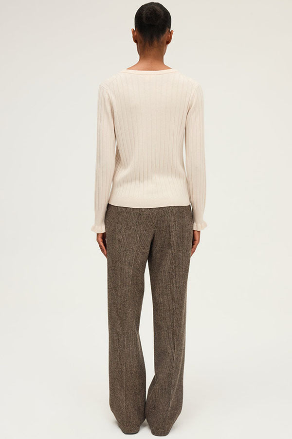 EDORA NATUREL GOLD TONE BUTTONS FINE RIBBED SWEATER