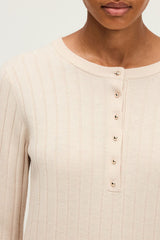 EDORA NATUREL GOLD TONE BUTTONS FINE RIBBED SWEATER