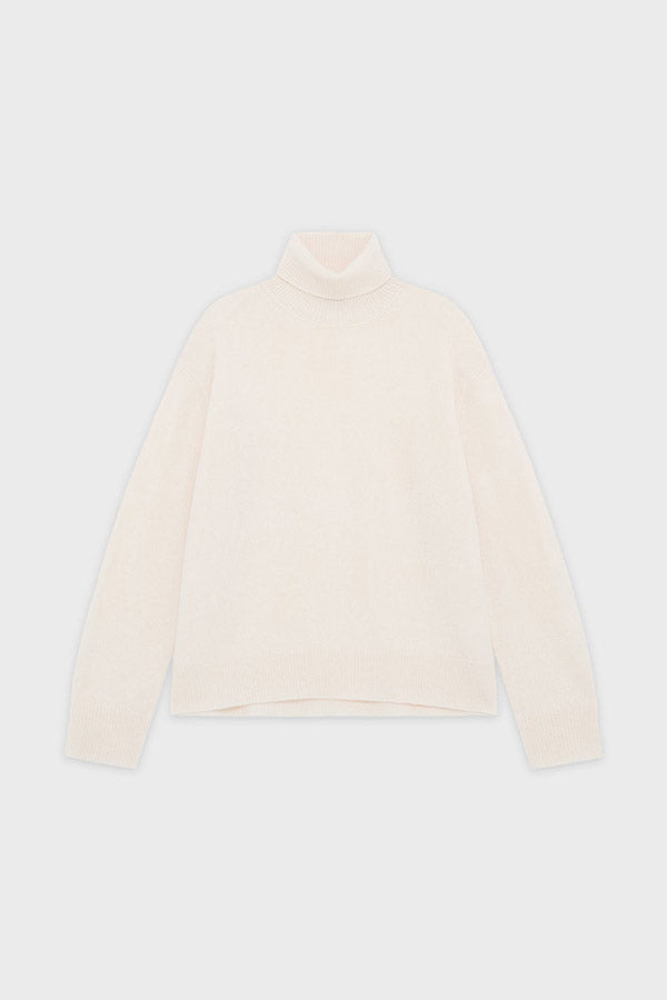 EVANA WHITE WOOL TURTLENECK SWEATER