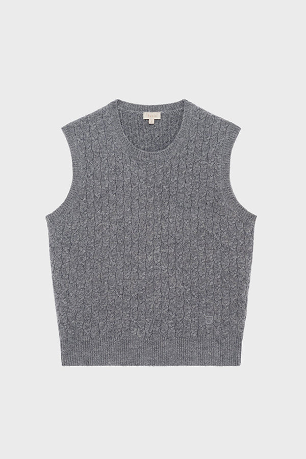 ELWINNA CABLE WOOL SLEEVELESS SWEATER