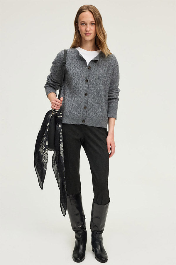ELAN CABLE KNIT WOOL CARDIGAN