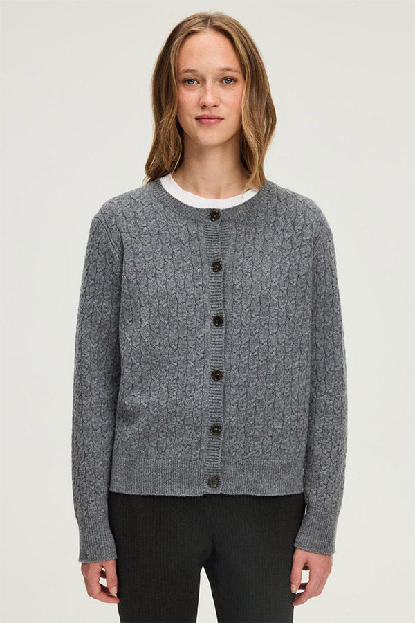 ELAN CABLE KNIT WOOL CARDIGAN
