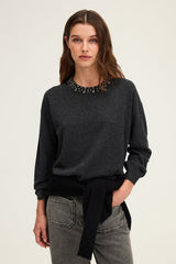 EDIA WOOL RHINESTONE COLLAR SWEATER