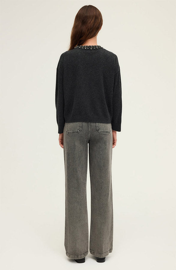 EDIA WOOL RHINESTONE COLLAR SWEATER