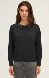 EDIA WOOL RHINESTONE COLLAR SWEATER