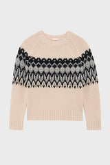 ELYSIA V-NECK JACQUARD PATTERN WOOL SWEATER