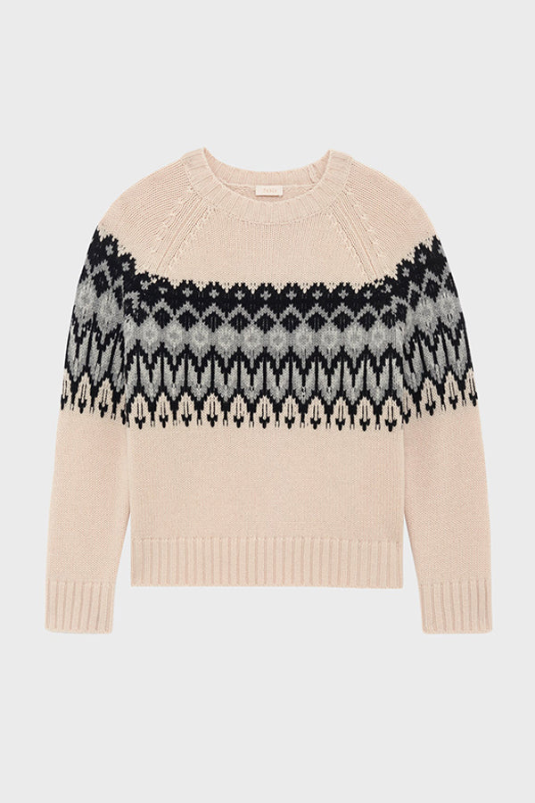 ELYSIA V-NECK JACQUARD PATTERN WOOL SWEATER