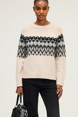 ELYSIA V-NECK JACQUARD PATTERN WOOL SWEATER