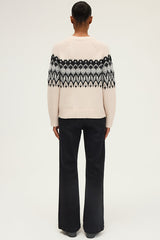ELYSIA V-NECK JACQUARD PATTERN WOOL SWEATER