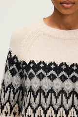ELYSIA V-NECK JACQUARD PATTERN WOOL SWEATER