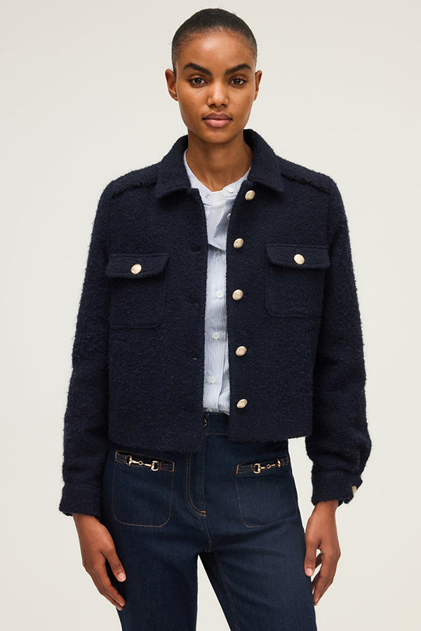 NADIE GOLD BUTTONS PLAIN TWEED JACKET