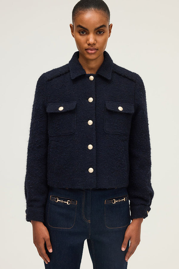 NADIE GOLD BUTTONS PLAIN TWEED JACKET