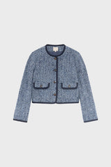 NAILA COLLARLESS HERRINGBONE JACKET