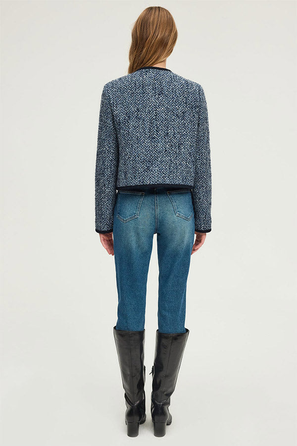 NAILA COLLARLESS HERRINGBONE JACKET