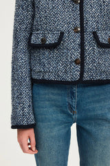 NAILA COLLARLESS HERRINGBONE JACKET