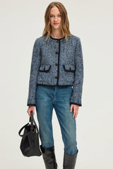 NAILA COLLARLESS HERRINGBONE JACKET