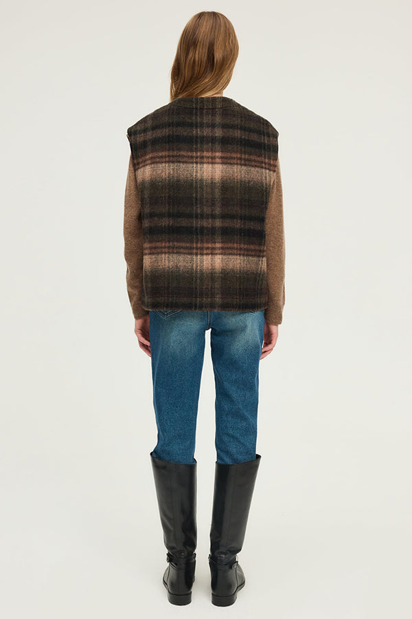 NOURA CHECKED SLEEVELESS JACKET
