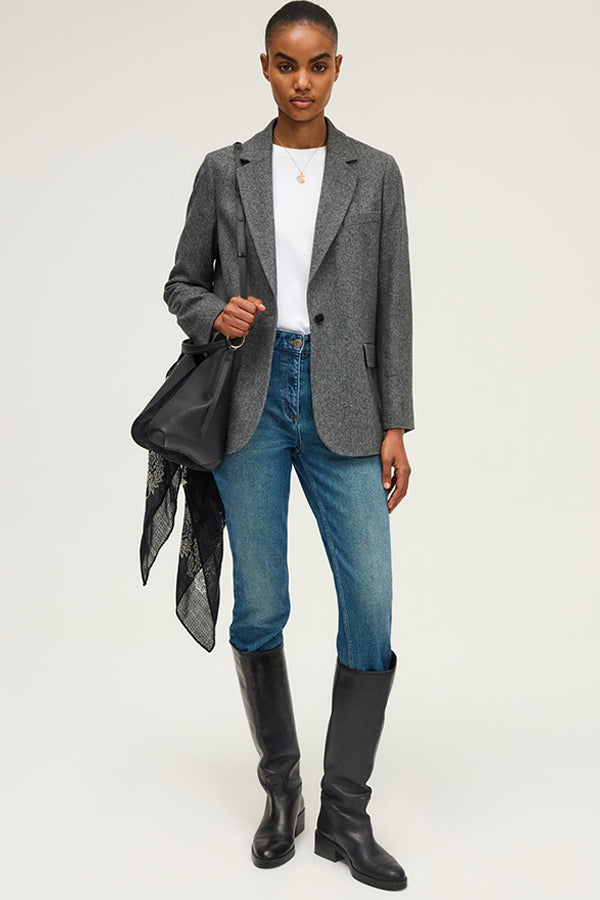 NAHIDA HERRINGBONE SUIT JACKET