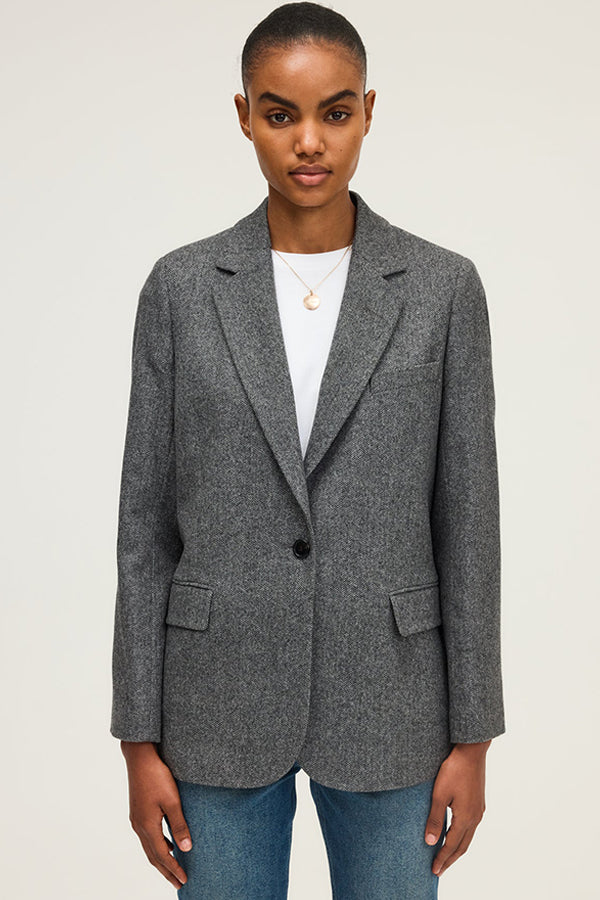 NAHIDA HERRINGBONE SUIT JACKET