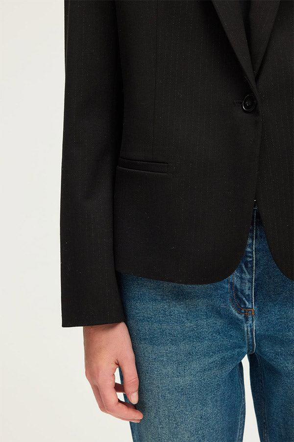 NAJIA LUREX PINSTRIPED SUIT JACKET