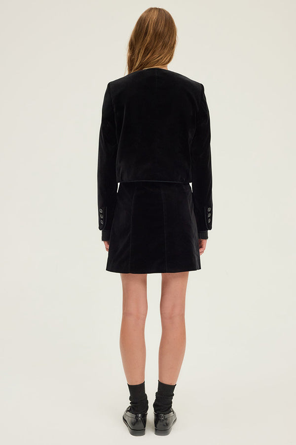 NOA COLLARLESS VELVET SHORT JACKET