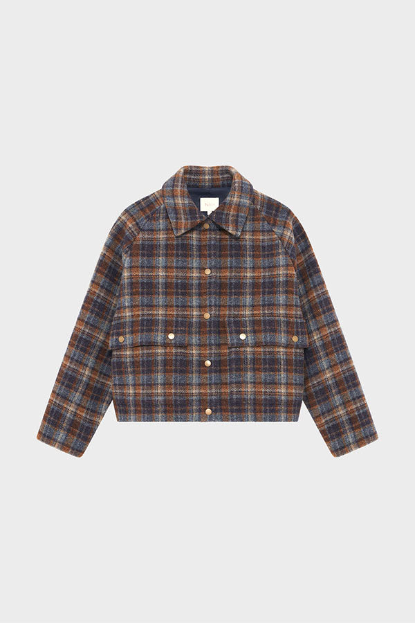 NELIA WOOL CHECK SHORT JACKET