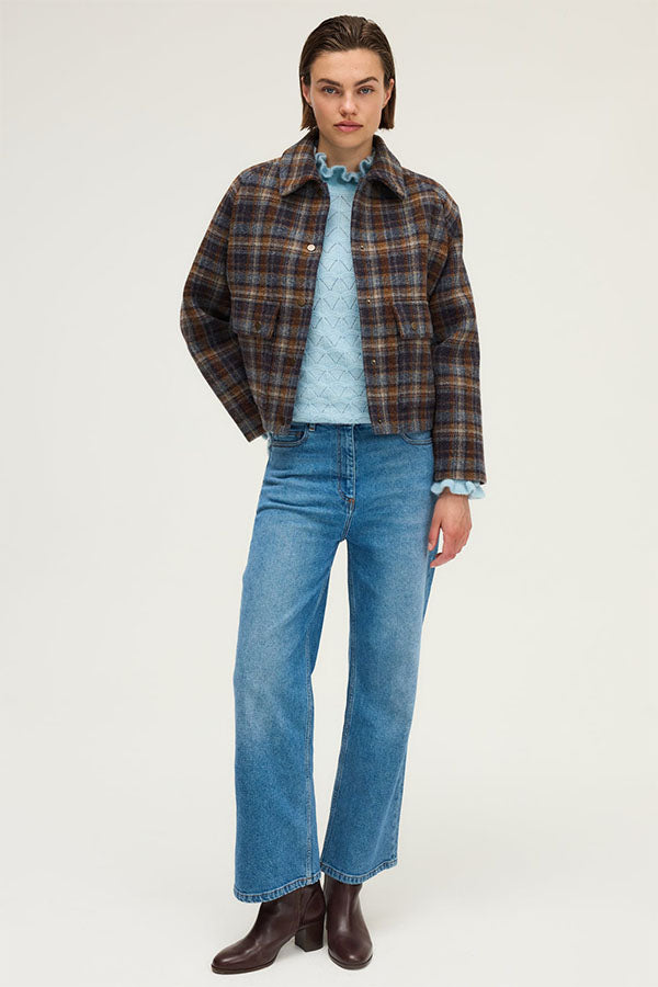 NELIA WOOL CHECK SHORT JACKET