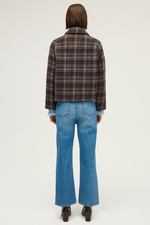 NELIA WOOL CHECK SHORT JACKET