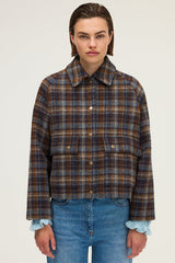 NELIA WOOL CHECK SHORT JACKET