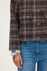 NELIA WOOL CHECK SHORT JACKET