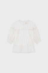 CORAL EMBROIDERED COTTON BLOUSE
