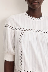 CORAL EMBROIDERED COTTON BLOUSE