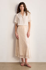 CLEMENTINE FLOWING BUTTONED RUFFLED BLOUSE