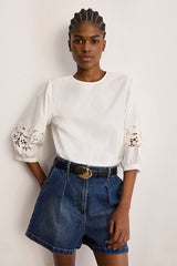 CLEMENCE EMBROIDERED COTTON BLOUSE