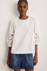 CLEMENCE EMBROIDERED COTTON BLOUSE