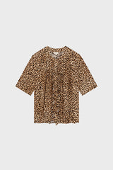 CATIA LEOPARD RUFFLE SHIRT