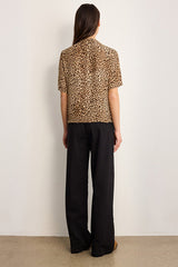 CATIA LEOPARD RUFFLE SHIRT