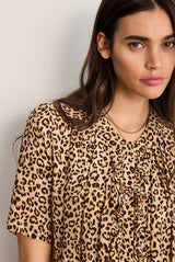 CATIA LEOPARD RUFFLE SHIRT