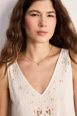 CHRISTELLE ECRU FLUID EMBROIDERY TOP