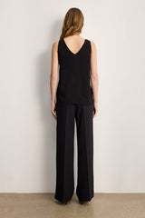 CHRISTELLE BLACK FLUID EMBROIDERY TOP