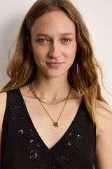CHRISTELLE BLACK FLUID EMBROIDERY TOP