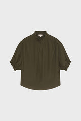 CORALINE GREEN FLOWING RUFFLES BLOUSE