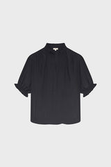 CORALINE BLACK FLOWING RUFFLES BLOUSE