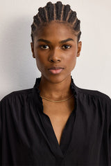 CORALINE BLACK FLOWING RUFFLES BLOUSE